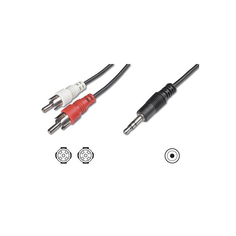 CAVO STEREO PER COLLEGAMENTO CASSE-SCHEDA AUDIO 1 CONNETTORE 3,5 MM. - 2 CONNETTORI CINCH (RCA) MASCHIO - MT. 20