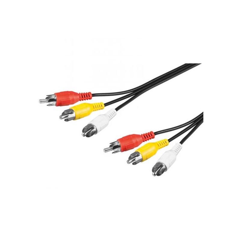 CAVO AUDIO VIDEO 3 CONNETTORI RCA MASCHIO/MASCHIO (2XAUDIO 1XVIDEO) MT. 3