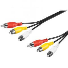 CAVO AUDIO VIDEO 3 CONNETTORI RCA MASCHIO/MASCHIO (2XAUDIO 1XVIDEO) MT. 2