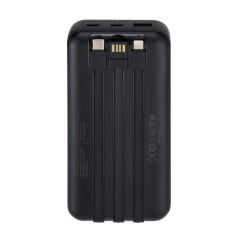 BATTERY BANK (20000 MAH) 22,5W FAST CHARGER CON 3 CAVI INTEGRATI ( DI CUI TYPE C ED USB CON FUNZIONE RICARICA ) NERA