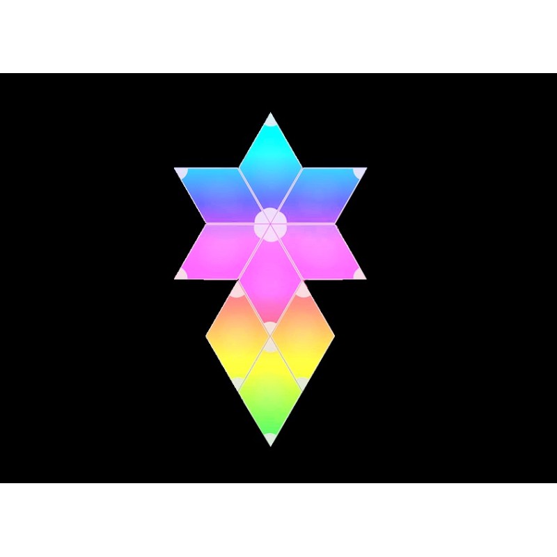 LUCI AMBIENTALI RGB CON 9 ROMBI CM 12X12 MONTABILI A MURO PILOTABILI CON GOOGLE ASSISTANT, ALEXA, SIRI WIRELESS/BLUETOOTH CON TE
