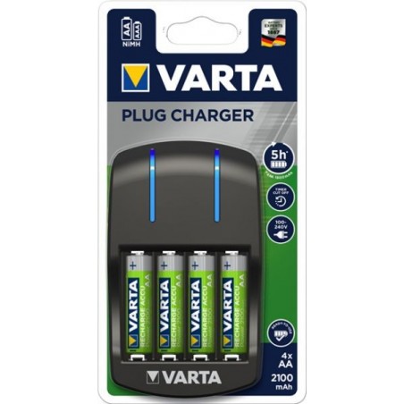 CARICA BATTERIE + 4PILE STILO AA 2100 MAH VARTA