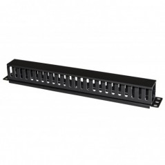 PANNELLO PASSACAVI 1 UNITA' A GABBIA PER RACK 19" CON COPERCHIO SCORREVOLE 25 SLOT COLORE NERO