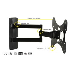 STAFFA A MURO ORIENTABILE A 3 NODI PER TV 23-42" FINO A VESA 200X200