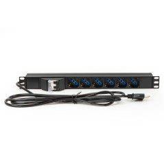 MULTIPRESA ALIMENTAZIONE PER RACK 19" CON 6 PRESE UNIVERSALI TRIPOLARI/SCHUKO MAGNETOTERMICA CAVO MT 3