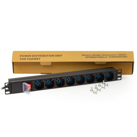 MULTIPRESA DA RACK 19" 8 PRESE UNIVERSALI CON INTERRUTTORE SPINA ITALIANA 16A