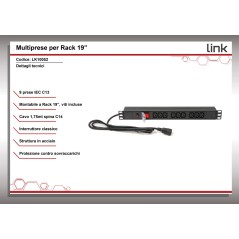 MULTIPRESA 9 PRESE FEMMINA IEC C13 PER ARMADI RACK 19".