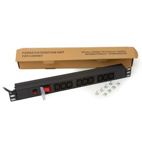 MULTIPRESA 9 PRESE FEMMINA IEC C13 PER ARMADI RACK 19" CON SPINA ITALIANA 16A