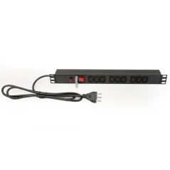 MULTIPRESA 9 PRESE FEMMINA IEC C13 PER ARMADI RACK 19" CON SPINA ITALIANA 16A