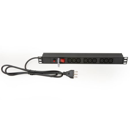 MULTIPRESA 9 PRESE FEMMINA IEC C13 PER ARMADI RACK 19" CON SPINA ITALIANA 16A