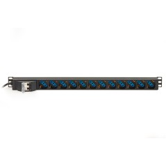 MULTIPRESA VERTICALE A 12 PORTE UNIVERSALI PER ARMADI RACK CON INTERRUTTORE MAGNETOTERMICO