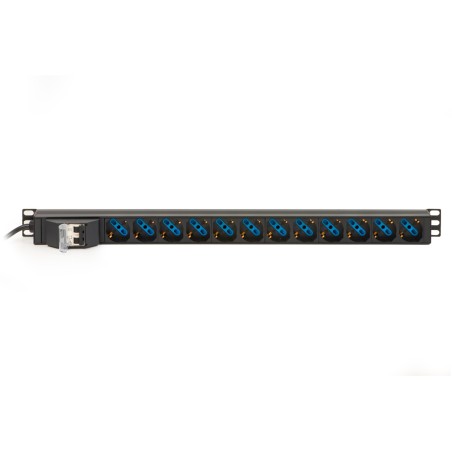 MULTIPRESA VERTICALE A 12 PORTE UNIVERSALI PER ARMADI RACK CON INTERRUTTORE MAGNETOTERMICO