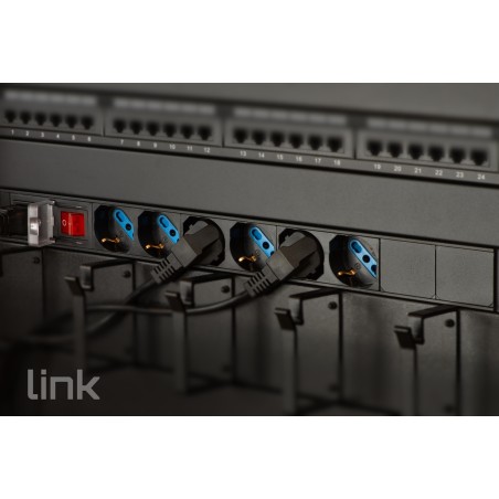 MULTIPRESA DA RACK 19" 6 PRESE UNIVERSALI CON PRESA PER CAVO ALIMENTAZIONE C20