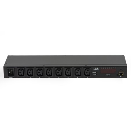 MULTIPRESA19" 8 PORTE IEC C13 FEMMINA CONTROLLO TRAMITE IP CON DISPLAY PER VOLT E AMPERE E SENSORI AMBIENTALI TEMPERATURA E UMID