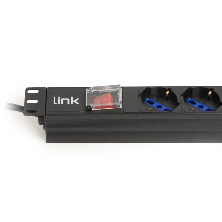 MULTIPRESA DA RACK 19" 7 PRESE UNIVERSALI CON INTERRUTTORE SPINA ITALIANA 16A CAVO MT 1.75