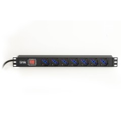 MULTIPRESA DA RACK 19" 7 PRESE UNIVERSALI CON INTERRUTTORE SPINA ITALIANA 16A CAVO MT 5