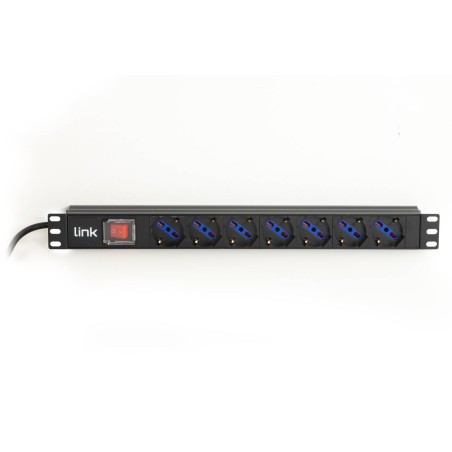 MULTIPRESA DA RACK 19" 7 PRESE UNIVERSALI CON INTERRUTTORE SPINA ITALIANA 16A CAVO MT 5