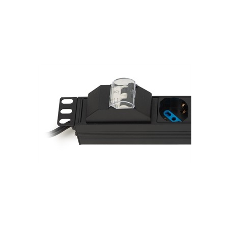 MULTIPRESA ALIMENTAZIONE PER RACK 19" CON 8 PRESE UNIVERSALI TRIPOLARI/SCHUKO MAGNETOTERMICA