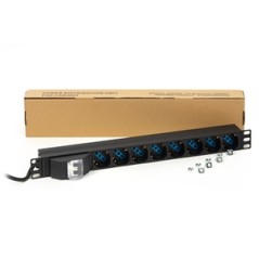MULTIPRESA ALIMENTAZIONE PER RACK 19" CON 8 PRESE UNIVERSALI TRIPOLARI/SCHUKO MAGNETOTERMICA