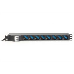 MULTIPRESA ALIMENTAZIONE PER RACK 19" CON 8 PRESE UNIVERSALI TRIPOLARI/SCHUKO MAGNETOTERMICA