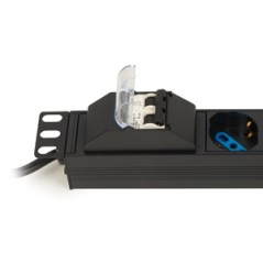 MULTIPRESA ALIMENTAZIONE PER RACK 19" CON 8 PRESE UNIVERSALI TRIPOLARI/SCHUKO MAGNETOTERMICA