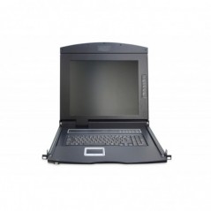CONSOLE 17" PER RACK 19" CON SWITCH KVM 8 PORTE TASTIERA ITALIANA