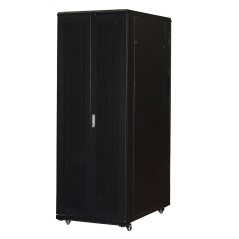 ARMADIO RACK 42U 800X1200 PORTA DOPPIA TRAFORATA CON 2 RIPIANI NERO