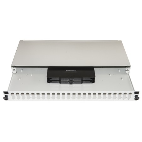 PANNELLO FIBRA OTTICA 19" CON 24 PORTE SC DUPLEX PROFONDITA' 250 MM GRIGIO CON ACCESSORI