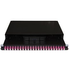 PANNELLO FIBRA OTTICA 19" CON 24 ADATTATORI LC DUPLEX OM4 PROFONDITA' 250 MM COLORE NERO