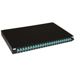 PANNELLO FIBRA OTTICA 19" CON 24 ADATTATORI SC SIMPLEX OM3 PROFONDITA' 250 MM CON PIGTAIL INSTALLATI COLORE NERO