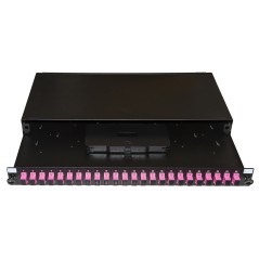 PANNELLO FIBRA OTTICA 19" CON 24 ADATTATORI SC SIMPLEX OM4 PROFONDITA' 250 MM COLORE NERO