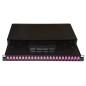 PANNELLO FIBRA OTTICA 19" CON 24 ADATTATORI SC SIMPLEX OM4 PROFONDITA' 250 MM COLORE NERO