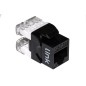 PRESA RETE KEYSTONE JACK RJ45 CATEGORIA 5E UTP COLORE NERO 180° CONTATTI DORATI 50 MICRON