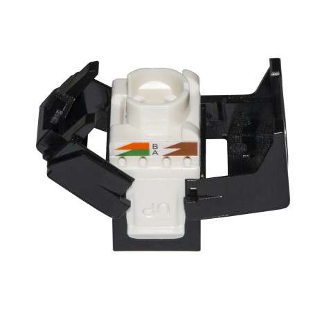 PRESA RETE KEYSTONE JACK RJ45 CATEGORIA 5E UTP TOOLESS COLORE NERO 180° CONTATTI DORATI 50 MICRON