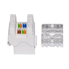PRESA RETE KEYSTONE JACK RJ45 CATEGORIA 5E UTP COLORE BIANCO 180° CONTATTI DORATI 50 MICRON