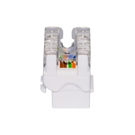 PRESA RETE KEYSTONE JACK RJ45 CATEGORIA 5E UTP COLORE BIANCO 180° CONTATTI DORATI 50 MICRON