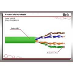 MATASSA CAVO RETE CATEGORIA 6A NON SCHERMATO UTP AWG24 HALOGENFREE FLESSIBILE COLORE VERDE MT.100