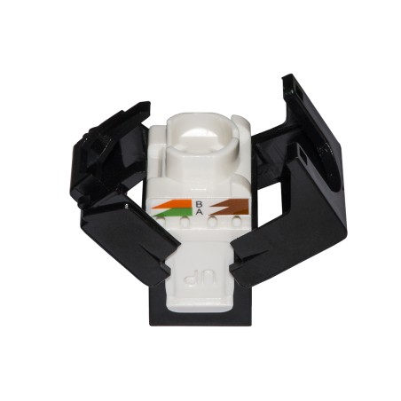 PRESA RETE KEYSTONE JACK RJ45 CATEGORIA 6A UTP TOOLESS COLORE NERO 180° CONTATTI DORATI 50 MICRON