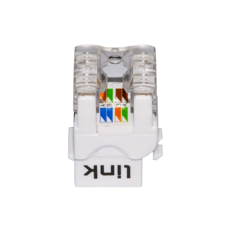 PRESA RETE KEYSTONE JACK RJ45 CATEGORIA 6A UTP COLORE BIANCO 180° CONTATTI DORATI 50 MICRON