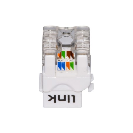 PRESA RETE KEYSTONE JACK RJ45 CATEGORIA 6A UTP COLORE BIANCO 180° CONTATTI DORATI 50 MICRON