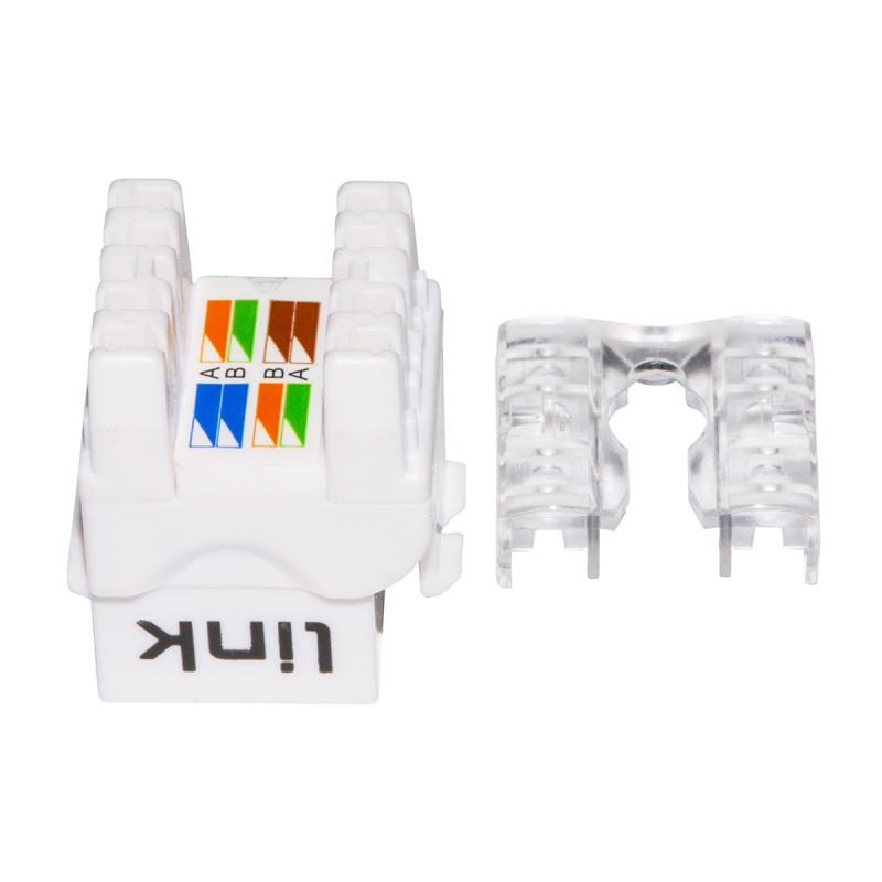 PRESA RETE KEYSTONE JACK RJ45 CATEGORIA 6 UTP COLORE BIANCO 180° CONTATTI DORATI 50 MICRON
