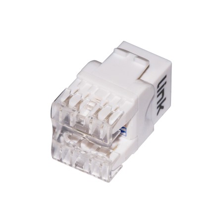 PRESA RETE KEYSTONE JACK RJ45 CATEGORIA 6 UTP COLORE BIANCO 180° CONTATTI DORATI 50 MICRON