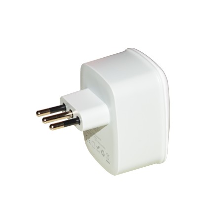 ADATTATORE MULTIPRESA DA MURO SPINA ITALIANA 10A CON 2 PORTE USB E UNA PRESA 2 POLI