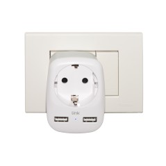 ADATTATORE MULTIPRESA DA MURO SPINA ITALIANA 10A CON 2 PORTE USB E UNA PRESA 2 POLI