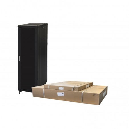 ARMADIO RACK 19" 42U (A)2055, (L)600, (P)600 COLORE NERO DISASSEMBLATO PORTA VETRO