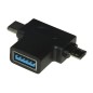 ADATTATORE 3 IN UNO - CONNETTORE USB A FEMMINA - MICRO USB MASCHIO - USB-C MASCHIO