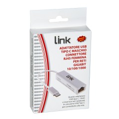 ADATTATORE USB-C MASCHIO - CONNETTORE RJ45 FEMMINA PER RETI GIGABIT 10/100/1000