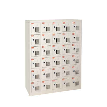 BOX 30 ALLOGGIAMENTI IN METALLO CON FINESTRA, CHIUSURA CHIAVE, MISURE 110.5X23X90