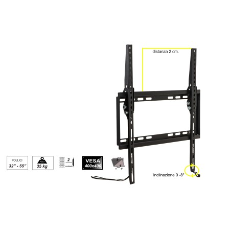 STAFFA A MURO ULTRA SLIM SUPPORTO TV 32"-55" LED/LCD FINO A 35 KG