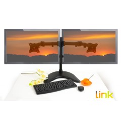 BRACCIO SUPPORTO DA TAVOLO CON BASE PER 2 MONITOR 13-27" FINO A 8 KG A 3 SNODI